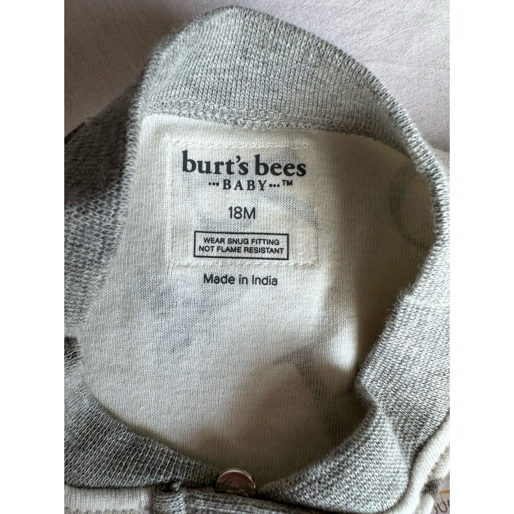 Burt’s Bees Baby Organic Cotton Bee Alphabet Coverall  Zip 18M Long Sleeve - Picture 4 of 7